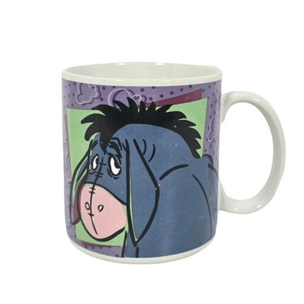 Disney Sakura Winnie the Pooh Eeyore Mug 1997 Purple Vintage Coffee Cup - Picture 2 of 6